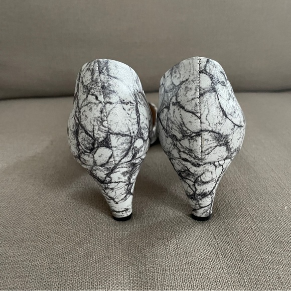 French Connection Kandy Heels Black White Marble D’Orsay Pumps Women’s Size 7.5 - Picture 3 of 9
